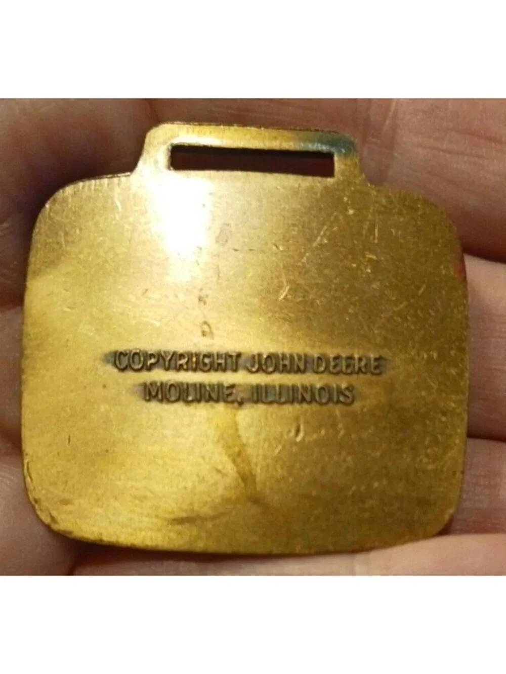 John Deere JD450B Bulldozer Watch Fob Brass Tractor Grader Vintage Moline #G-8